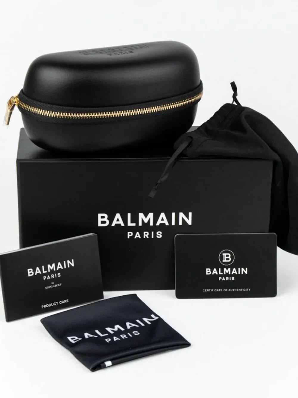 Balmain Men Sunglasses Titanium Black Gold Gradient Wraparound B-ESCAPE BPS-143A